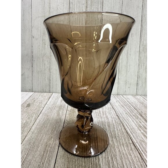 Vtg Fostoria Jamestown Brown Water Goblets Drinking Glasses 5" Tall - Set of 3 - Picture 3 of 7